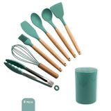 Conjunto Kit De Utensílios De Cozinha Em Silicone, 8 Peças, Verde Escuro Prático E Durável
