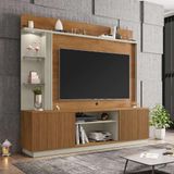 Rack Com Painel Para Até 65 Polegadas Com Led Vidros E 2 Portas Multimóveis Cr45275 Naturalle/off White/ripado