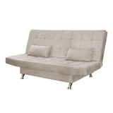 Sofá Cama Casal Com Almofadas 3 Lugares Chicago Suede Bege