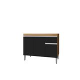 Gabinete De Pia Armário Tatiane 100cm Amêndoa/preto S/tampo - Ajl Móveis