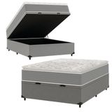 Cama Box Baú Casal Molas Ensacadas Pillow Top 138x188x66cm Martino Cinza Umaflex Cinza