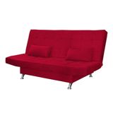 Sofá Cama Casal Com Almofadas Califórnia Suede Vermelho