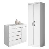 Cômoda Sapateira Sevilha 2004147 E Armário Multiuso New 2000192 Branco - Aramóveis