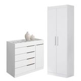 Cômoda Sapateira Sevilha 2004147 E Armário Multiuso 2000191 Branco Brilho - Aramóveis