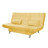 Sofá Cama Casal 3 Lugares Com Almofadas Bettina Suede Amarelo