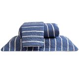 Cobre Leito Casal Padrão Bouti Basic Estampado 180 Fios 3 Peças - Listra Azul Marinho