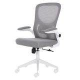 Cadeira Escritório Giratória Diretor Anm207d Anima Tela Em Poliéster Cinza Base Rodízio Nylon Branco