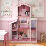 Casa De Boneca Sonho 8 Cômodos Branco Rosa