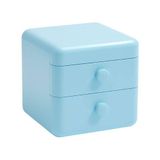 Mini Organizador Azul 02 Gaveta Armazenamento Joias Objetos