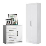 Cômoda Sapateira Milão 2014145 E Armário Multiuso 2000191 Branco Brilho - Aramóveis