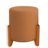 Puff Orgânico Boucle Thor Com Pés De Madeira Terracota