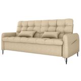 Sofa Cama 2 Lugares 200cm Pillar Linho Vancouver E488 Milani Store Palha