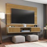 Painel Para Até 65 Polegadas Com 2 Portas Basculantes Multimóveis Cr45281 Cinamomo/off White/ripado