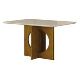 Mesa De Jantar Lorena Plus 120x80 Com Vidro Freijó Off White - Leifer Móveis