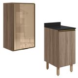 Armario Aereo Balcao 1p Vidro 40cm Mdf Kali Nicioli Carvalho Toq