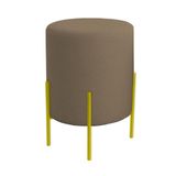 Puff Orgânico Veludo Thor Com Pés De Ferro Dourado Cappuccino