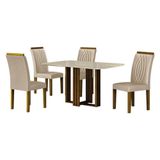 Mesa De Jantar Jade 120x80 Freijó Off White Com 4 Cadeiras Doha Mdf Freijó Joli Palha - Leifer Móveis