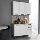 Cozinha Compacta Mdf Com Armário E Balcão Com Tampo 120cm Multimóveis Cr20452 Branco/carvalho Tropical