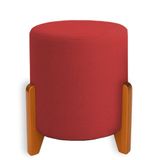 Puff Orgânico Veludo Thor Com Pés De Madeira Vermelho