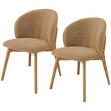 Kit 02 Cadeiras De Jantar E Estar Living Estofada Mia L02 Bouclê Mostarda - Lyam Decor