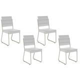 Cadeira Sala De Jantar 1736 Kit 4 Uni Prata-courino Branco - Carraro