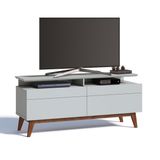 Rack para TV até 55 Polegadas 2 Gavetas Classic Retrô 62,5cmx146cm Imcal Branco Acetinado