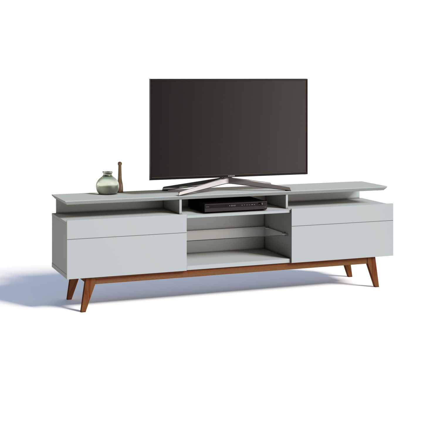 Rack com Tampo Adicional e 2 Gavetas Classic Imcal Branco Acetinado