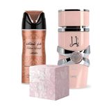 Kit 3 Em 1 Lattafa - Perfume Yara Rosa - Creme Yara Rosa E Desodorante Spray Fakhar Feminino