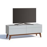 Rack para TV até 55 Polegadas 2 Gavetas Classic Retrô 52cmx146cm Imcal Branco Acetinado