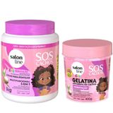 Sos Cachos Kids Creme Para Pentear + Gelatina Salon Line