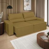 Sofá Reclinável Retrátil 3 Lugares Com Molas Balaqui Decor Capuccino