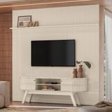 Rack Com Painel Frisado Para Tv Até 75 Polegadas 2 Portas Flexíveis Com Pés New Laguna Madetec