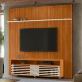 Rack Com Painel Frisado Para Tv Até 65 Polegadas 2 Portas De Correr Com Rodízios Frizz New Prestige Madetec