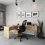 Escrivaninha Mesa De Escritório Em L 1,80x1,40m C-02gavetas Carvalho