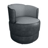 Poltrona Decorativa Giratória Base De Ferro Marselha Sintetico Preto Linho Cinza Matrix Sintetico Preto Linho Cinza