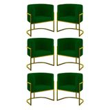 Kit 06 Cadeiras Poltrona Lua Gold Para Sala Quarto Balaqui Verde