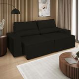 Sofá Reclinável Retrátil 3 Lugares Com Molas Balaqui Decor Preto