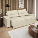 Sofá Reclinável Retrátil 3 Lugares Com Molas Balaqui Decor Bege