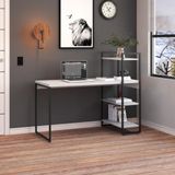 Mesa C-estante Alta 135x64x115cm C-03 Prateleiras Branco Chess - Est.preta Branco Chess - Est.preta