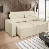 Sofá Reclinável Retrátil 3 Lugares Luxo C- Molas Balaqui Bege