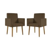 Kit 2 Poltronas Nina Decorativa Suede Marrom Oferta Balaqui Decor Marrom