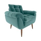 Poltrona Decorativa Confortável Pés Em Madeira Maciça Xangai Veludo Verde Menta Matrix Veludo Verde Menta