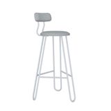 Banqueta Alta Ginger Com Encosto Courino Saturno Off White