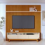 Rack Com Painel Frisado Para Tv Até 75 Polegadas 3 Gavetas Com Pés Luna Madetec