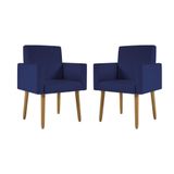 Kit 2 Poltronas Nina Decorativa Suede Azul Marinho Oferta Balaqui Decor Azul Marinho
