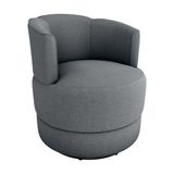Poltrona Decorativa Giratória Base De Ferro Marselha Boucle Cinza Matrix Boucle Cinza