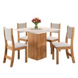 Conjunto De Mesa Sala De Jantar Quadrada 0,90m 4 Cadeiras Lord Madeirado Veludo Viero
