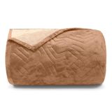 Cobertor Buettner Casal Flannel Plush 100% Poliéster Dupla Face 220mx240m Khaki Escuro / Khaki Claro