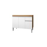 Gabinete De Pia Armário Tatiane 100cm Amêndoa/branco S/tampo - Ajl Móveis