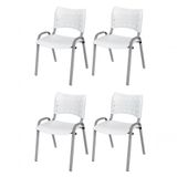 Cadeira Iso Base Cinza Escola, Escritório Branco - Kit 4 Un